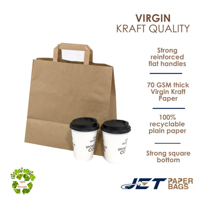 BROWN Economic Paper Bags with FLAT Handles - LEO -11x6x11.5