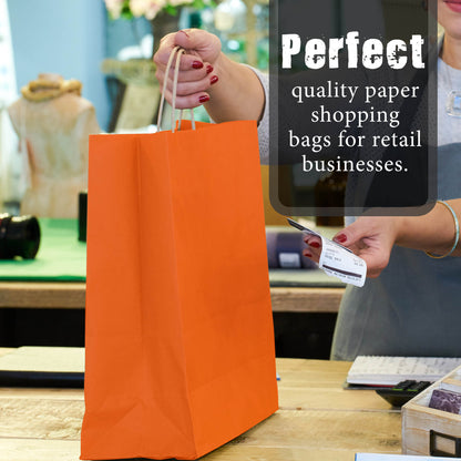 ORANGE Colored Paper Bag with Twisted Handles - 10" x 5" x 12H“