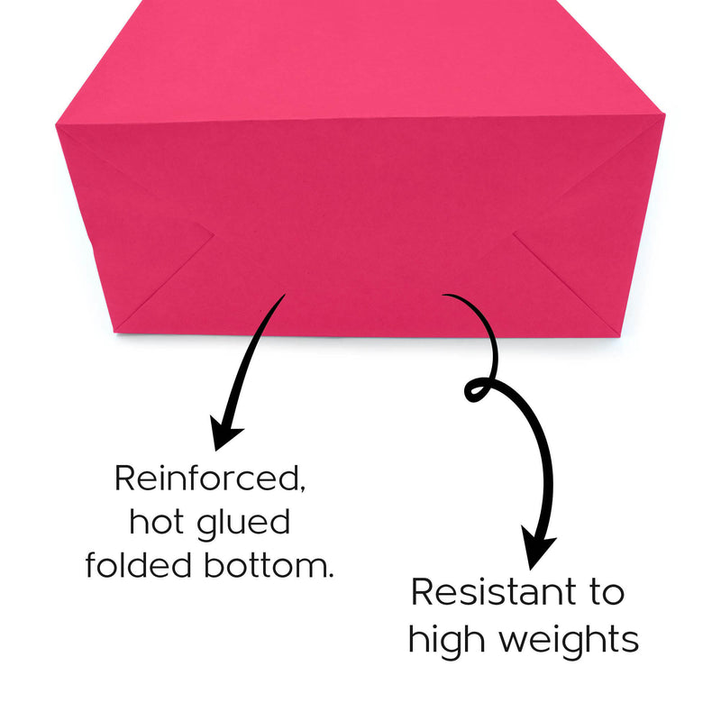 10" x 5" x 12H" Bright Pink( Fuchsia ) Colored Paper Bag with Twisted Handles