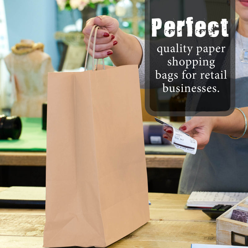 10" x 5" x 12H“- PINK Colored Paper Bags with Twisted Handles