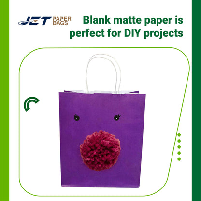 Purple Colored Paper Bags with Twisted Handles - 10" x 5" x 12" H