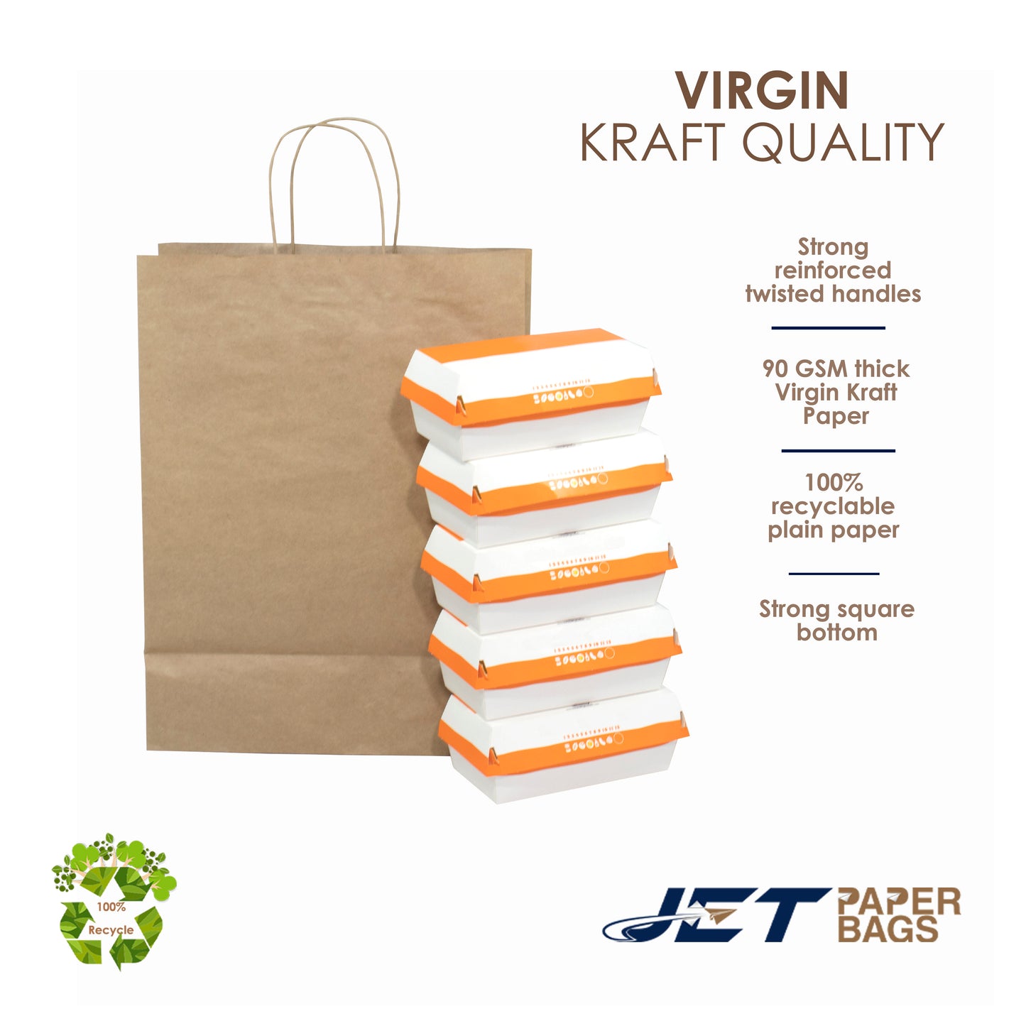 BROWN Paper Bags with Twisted Handles -MIRA-13" x 7" x 17H"