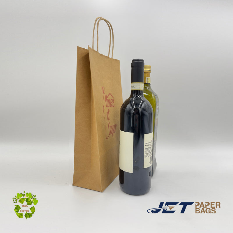 BROWN Paper Bags with Twisted Handles -JADE-7.50" x 3.25" x 12.75"H