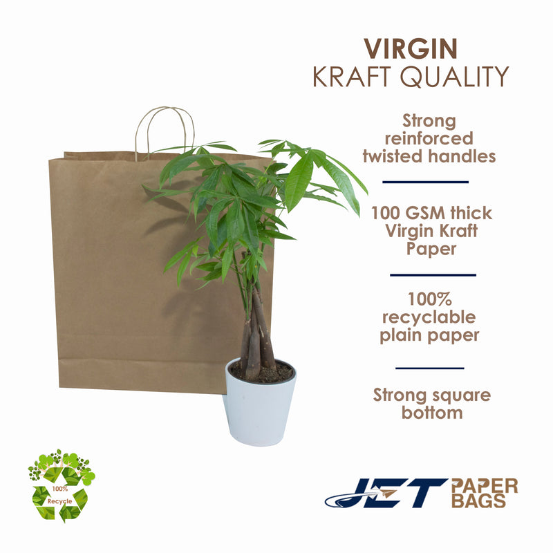 18" x 5" x 19.75 H" Large Paper Bags with Twisted Handles -VERA-