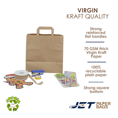 BROWN Economic Paper Bags with FLAT Handles - LEO -11x6x11.5