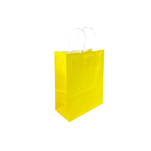 YELLOW Colored Paper Bags with Twisted Handles - 10" x 5" x 12H“