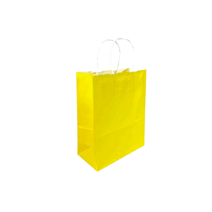 YELLOW Colored Paper Bags with Twisted Handles - 10" x 5" x 12H“