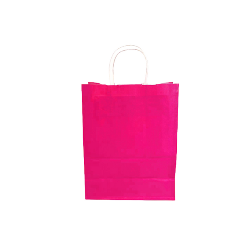 Bright Pink (Fuchsia) Colored Paper Bag with Twisted Handles - 10" x 5" x 12H"