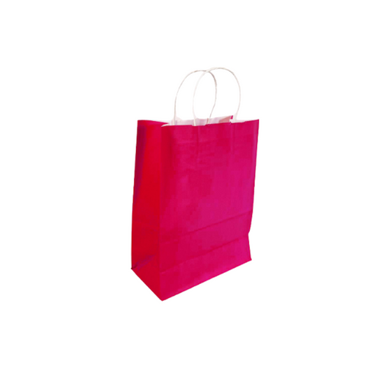 Bright Pink (Fuchsia) Colored Paper Bag with Twisted Handles - 10" x 5" x 12H"