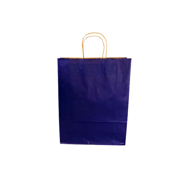 12" x 5" x 16 H“ NAVY BLUE Colored Paper  Bags with Twisted Handles