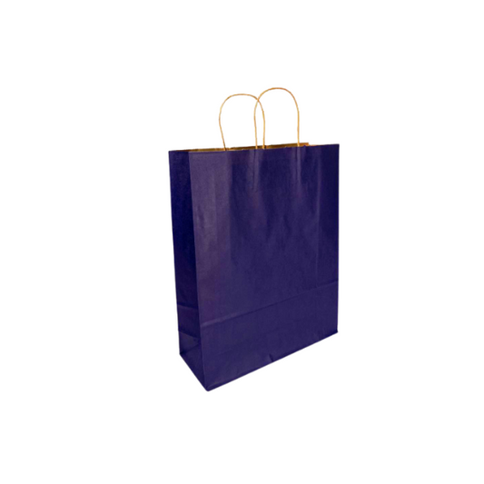 NAVY BLUE Colored Paper  Bags with Twisted Handles- 12" x 5" x 16 H“