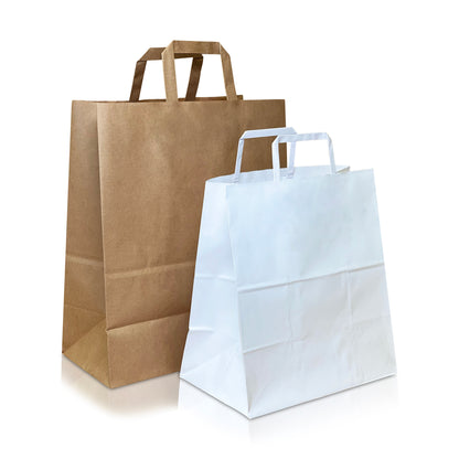 BROWN Economic Paper Bags with FLAT Handles - LEO -11x6x11.5