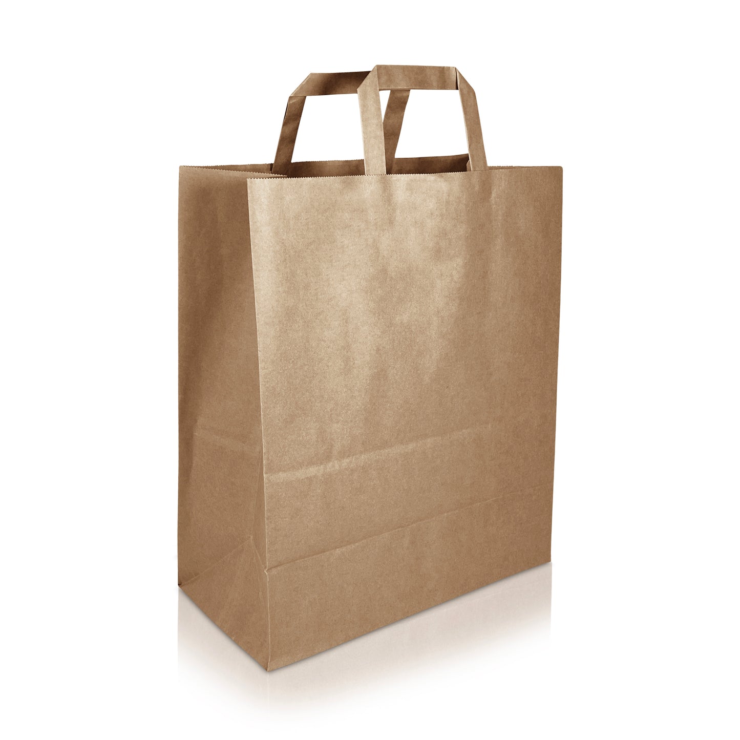 BROWN Paper Bags with Flat Handles -MAX-13" x 6" x 15"H