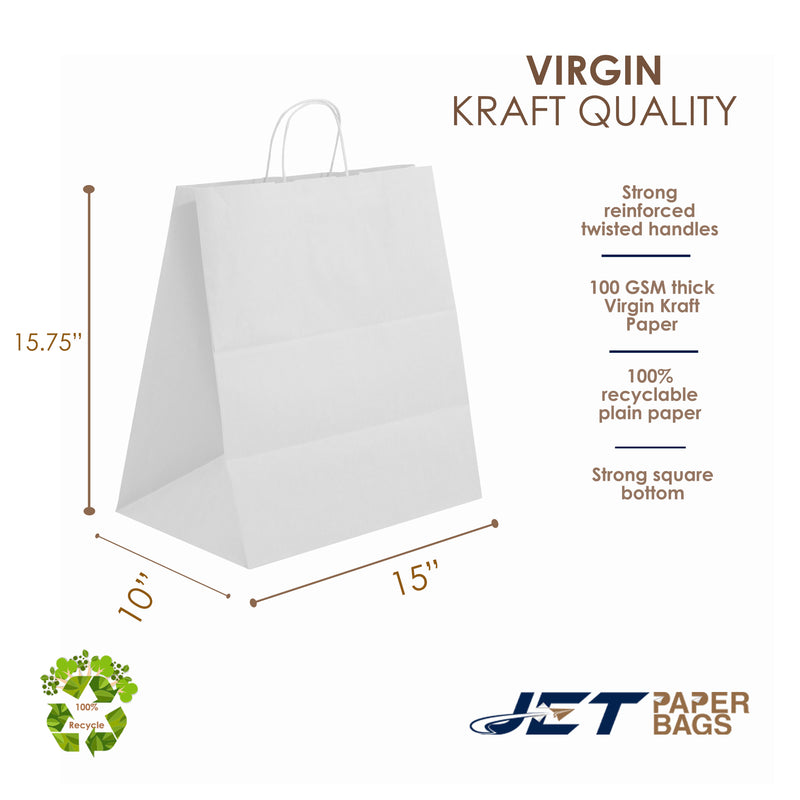 WHITE Paper Bag with Twisted Handles -JUNA-15" x 10" x 15.75"H