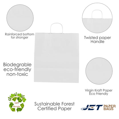 WHITE Paper Bag with Twisted Handles -JUNA-15" x 10" x 15.75"H