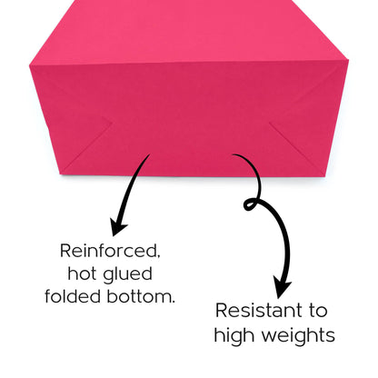 Bright Pink (Fuchsia) Colored Paper Bag with Twisted Handles - 10" x 5" x 12H" - Jet Paper Bags
