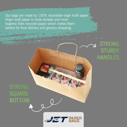 BROWN Paper Bags with twisted Handles - ELLA - 10" x 5" x 13"H - Jet Paper Bags