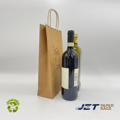 BROWN Paper Bags with Twisted Handles - JADE - 7.50" x 3.25" x 12.75"H - Jet Paper Bags