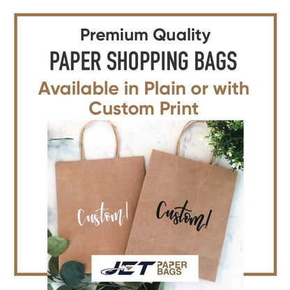 BROWN Small Paper Bags with Twisted Handles - MIMI - 8" x 4" x 9H" - Jet Paper Bags