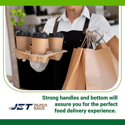 BROWN Small Paper Bags with Twisted Handles - MIMI - 8" x 4" x 9H" - Jet Paper Bags