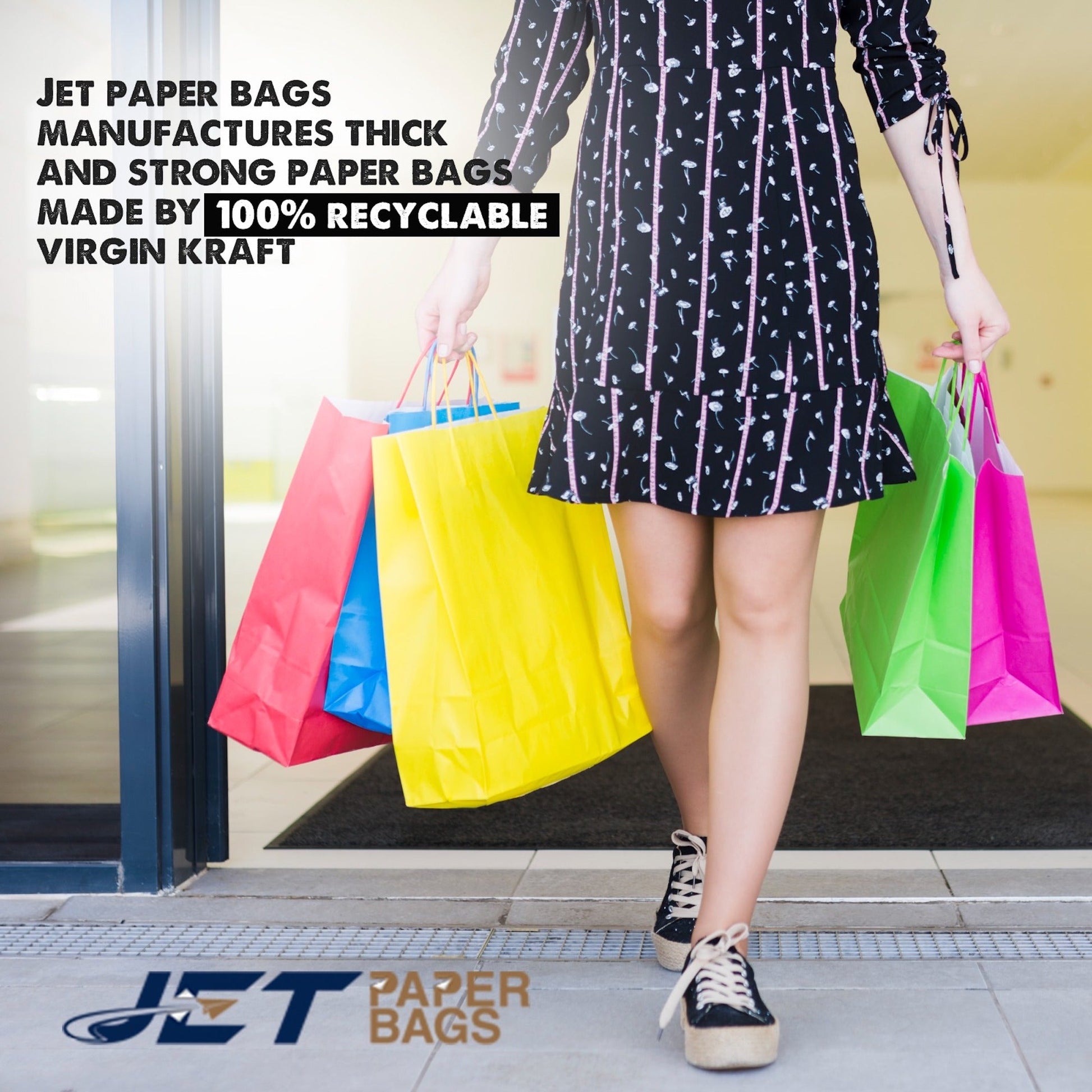 GOLD Colored Paper Bags with Twisted Handles - 10" x 5" x 12H“ - Jet Paper Bags