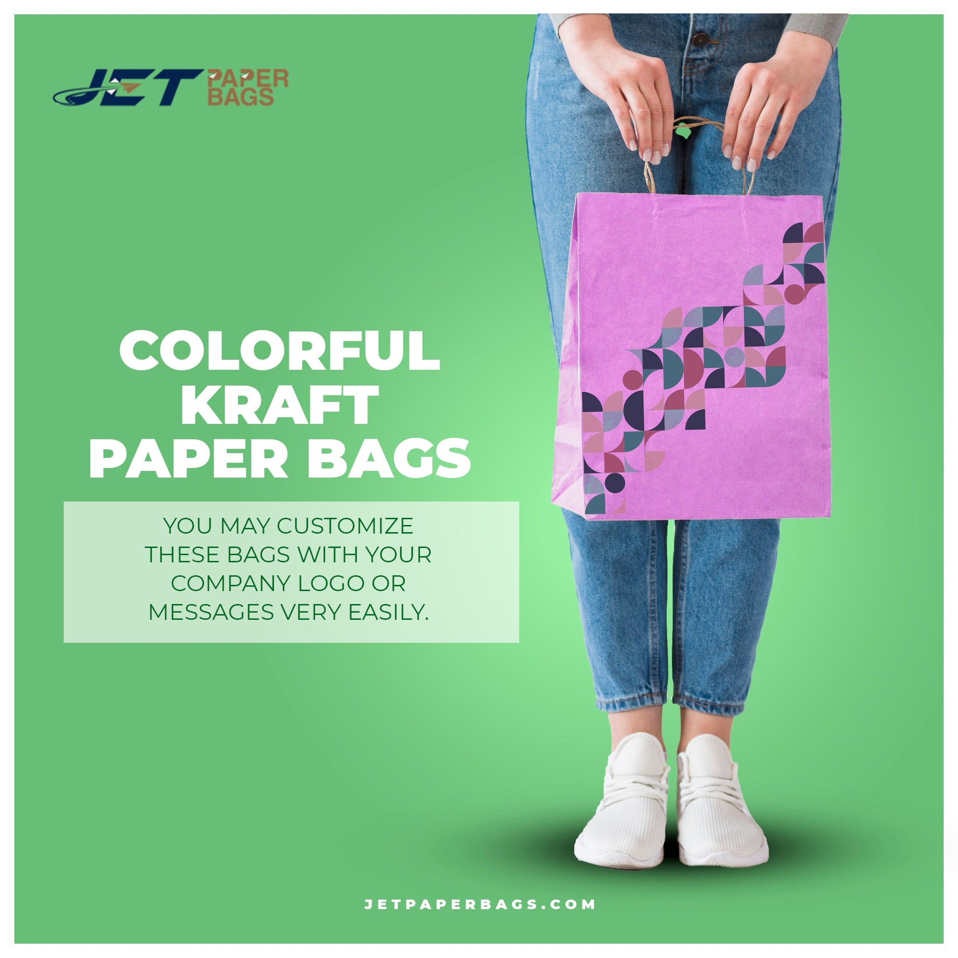 GREEN Colored Paper Bags with Twisted Handles - 10" x 5" x 12H“ - Jet Paper Bags
