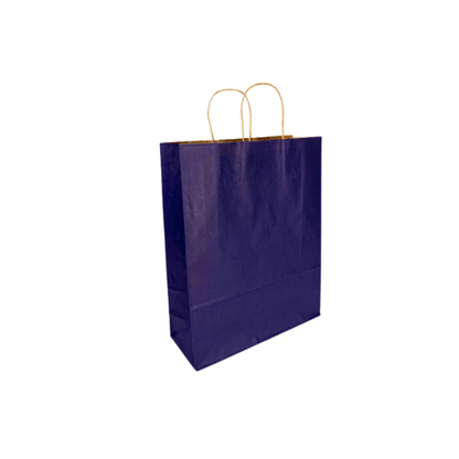 NAVY BLUE Colored Paper Bags with Twisted Handles - 12" x 5" x 16 H“ - Jet Paper Bags