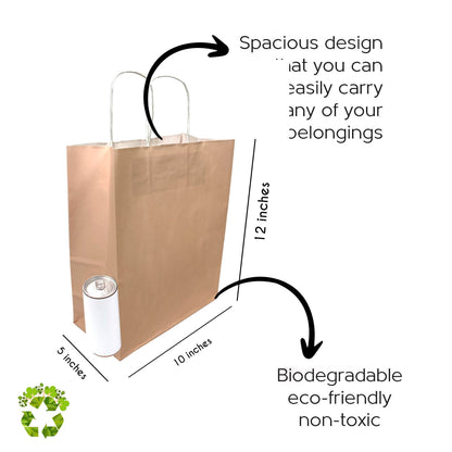PINK Colored Paper Bags with Twisted Handles - 10" x 5" x 12H" - Jet Paper Bags