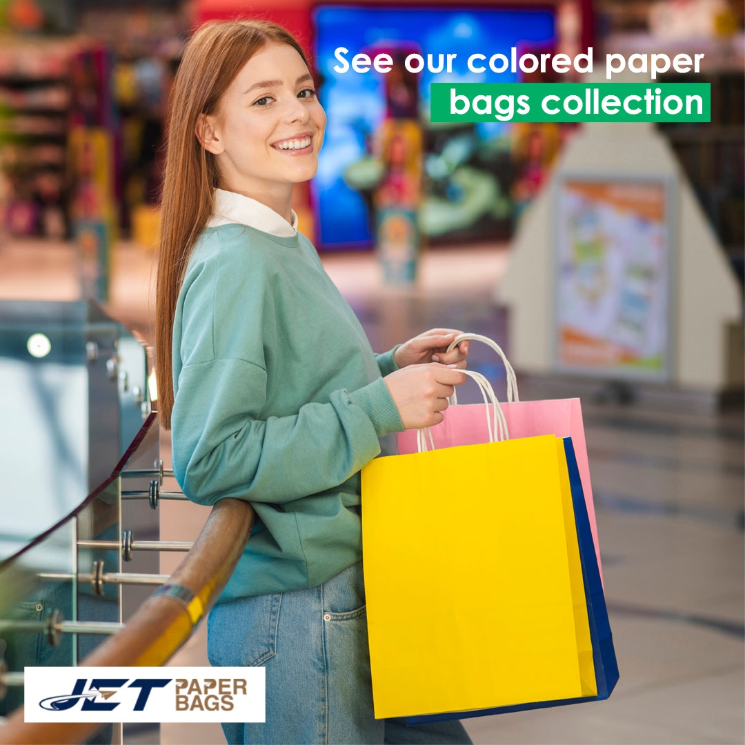 GREEN Colored Paper Bags with Twisted Handles - 10" x 5" x 12H“