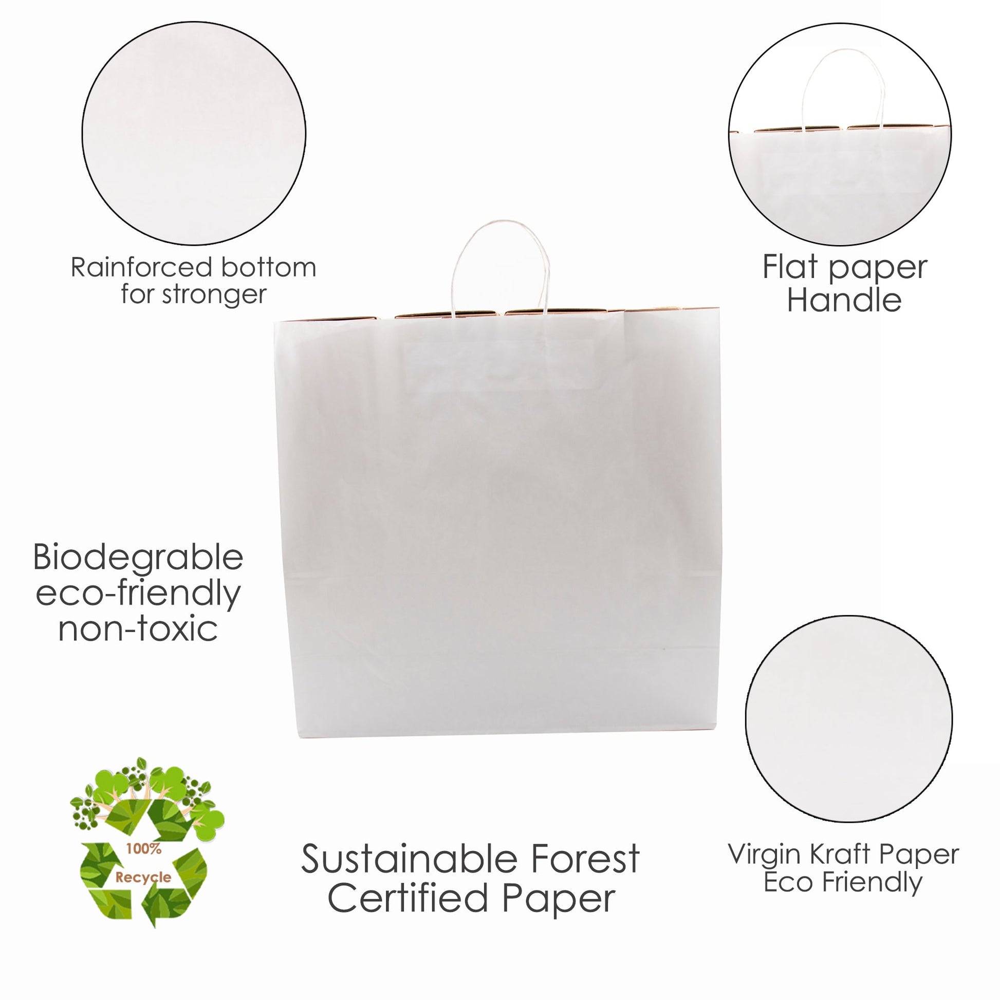 WHITE Large Paper Bag with Twisted Handles - LANA - 18" x 7" x 18"H - Jet Paper Bags