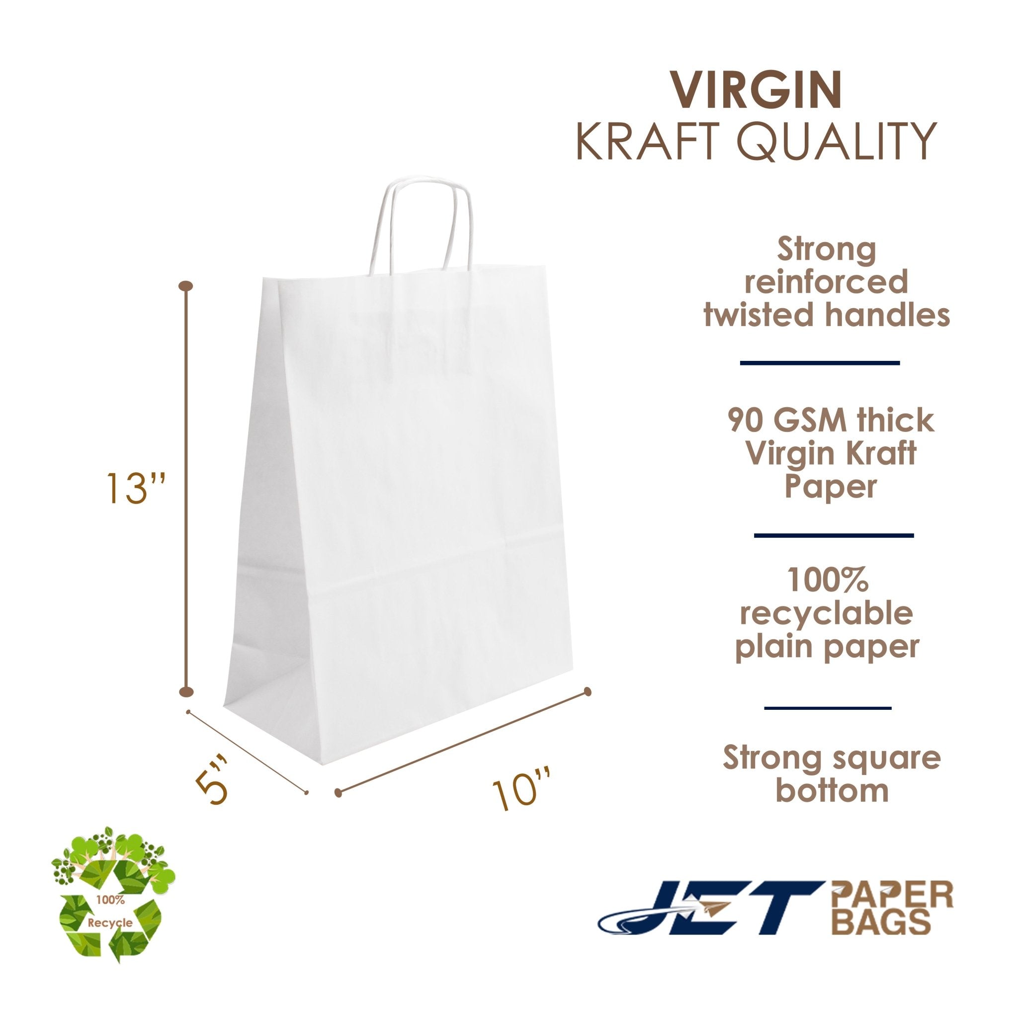 WHITE Paper Bags with Twisted Handles -FINA- 10