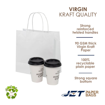 WHITE Twisted Handle White Paper Bags, ESRA, 10" x 5" x 10"H - Jet Paper Bags