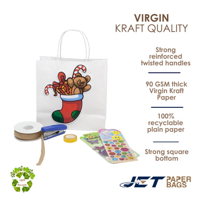 WHITE Twisted Handle White Paper Bags, ESRA, 10" x 5" x 10"H - Jet Paper Bags