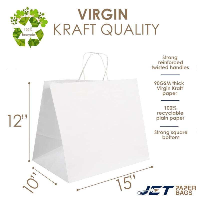 15" x 10" x 12" H Paper Bags with Twisted Handles -HYDI-